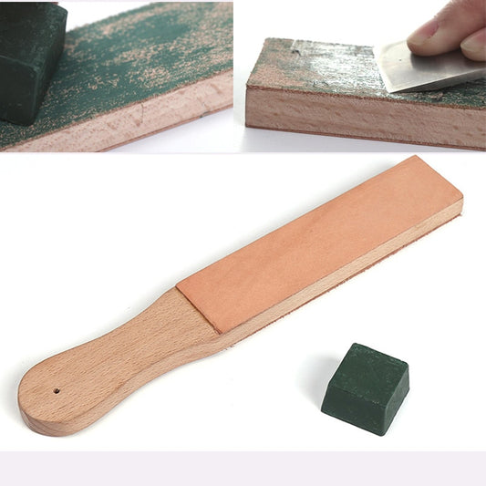 Leather Knife Sharpener Sharpening Strop Tool Black Wood Razor Polishing Board Fine Grinding with Polish Compound 8 Color