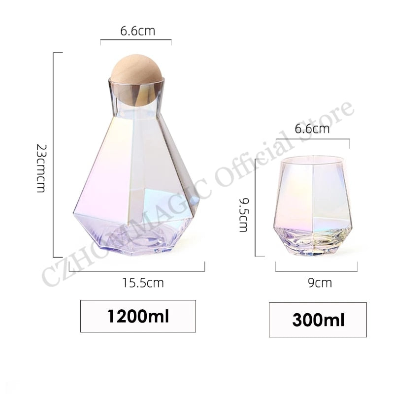 Luxury Diamond Shape Crystal Glass Water Decanter and Cups