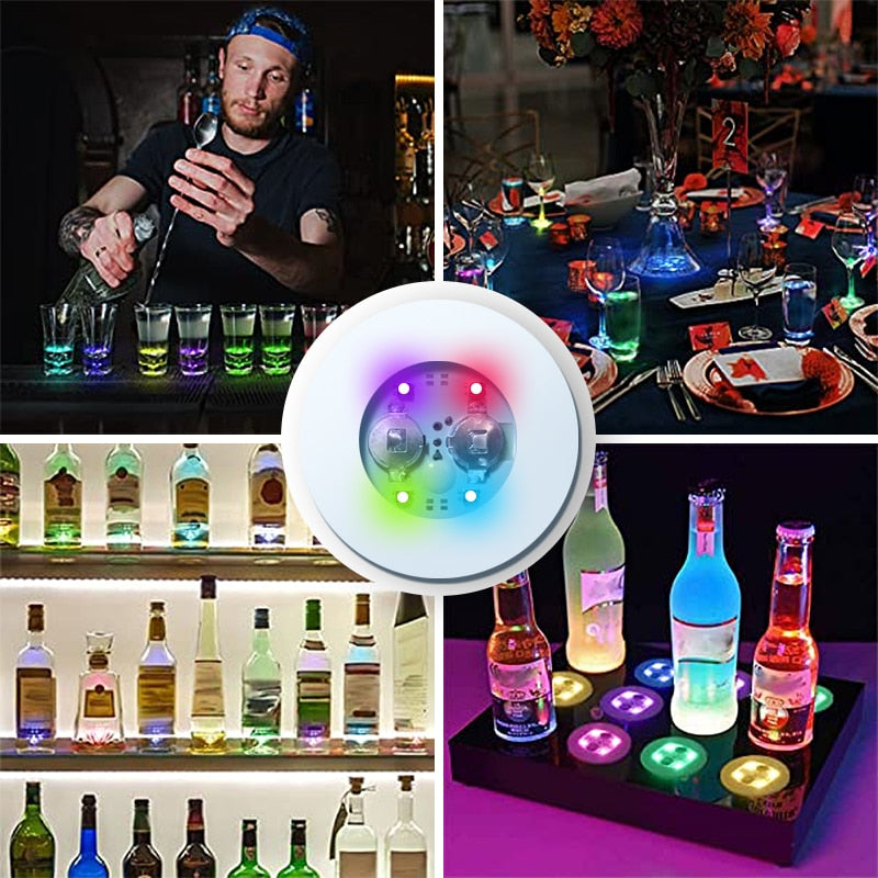 6/10/20Pcs LED Coasters Luminous Bottle Sticker