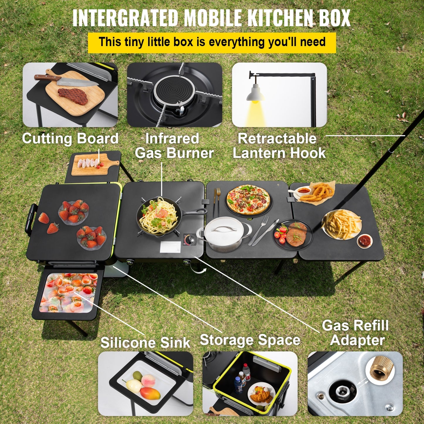 Mobile Kitchen Portable Multifunctional Camp Table