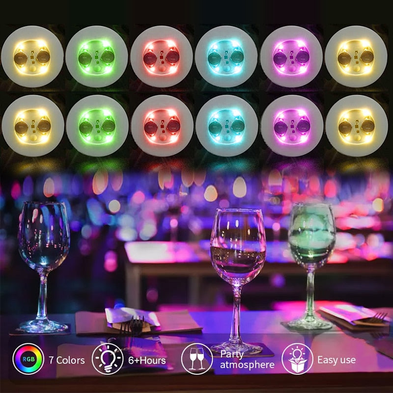 6/10/20Pcs LED Coasters Luminous Bottle Sticker